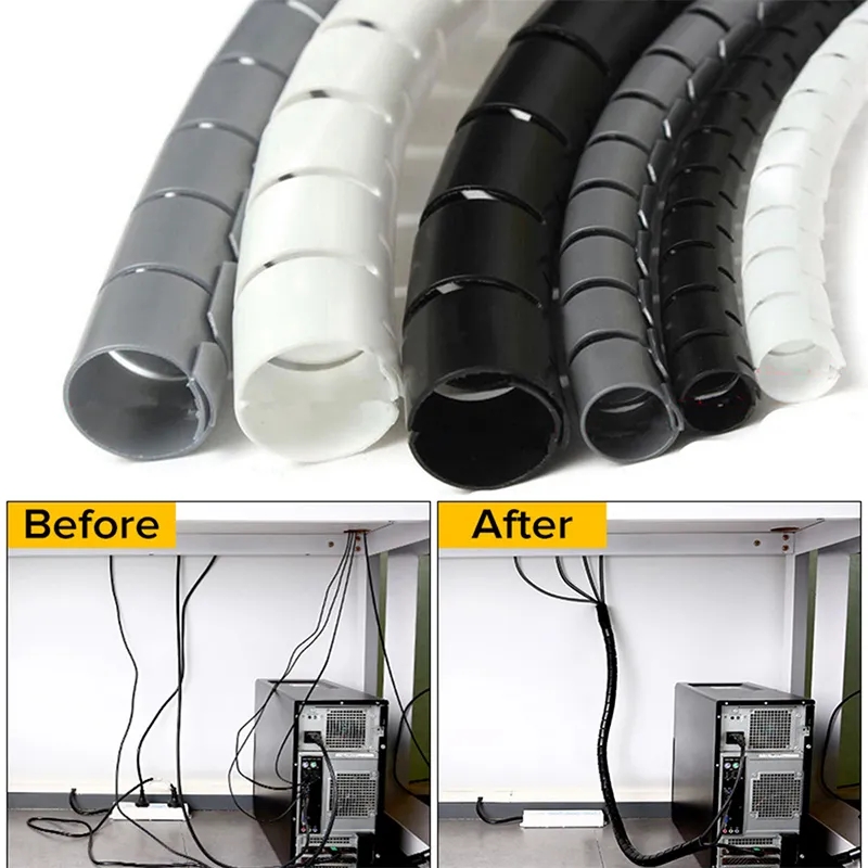 Cable Lock Flexible - Organizador de cabo espiral flexível, 1/2m,